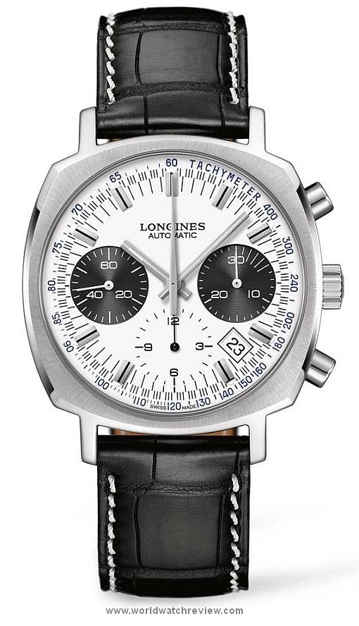 Longines Heritage 1973 Chronograph (ref. L2.791.4.72.0, silver dial, front view)