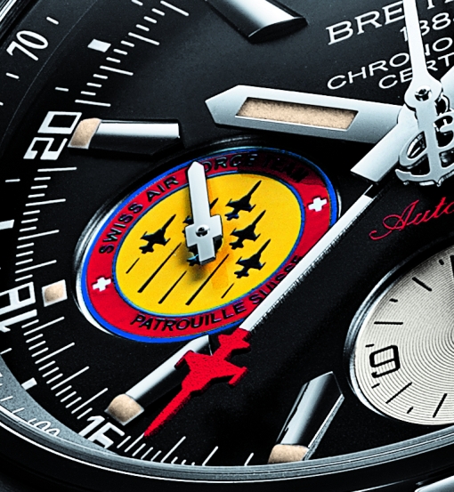 Breitling Chronomat 44 GMT Patroulle Suisse (dial, SAF PS logo)