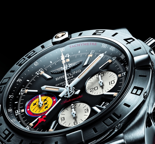Breitling Chronomat 44 GMT Patroulle Suisse 50th Anniversary (dial)