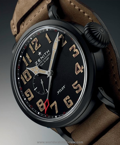 Zenith Pilot Montre d'Aeronef Type 20 GMT 1903 Limited Edition (Ref. 96.2431.693/ 21.C740) automatic wrist watch in black DLC titanium