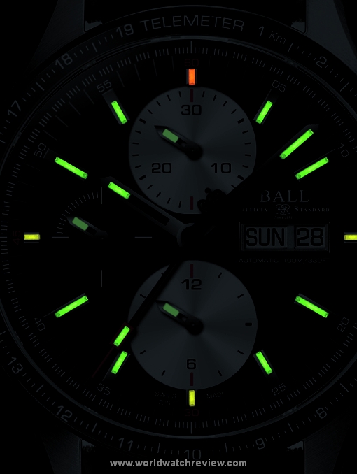Ball Fireman Storm Chaser Pro (dial, H3 tritium tubes glowing)