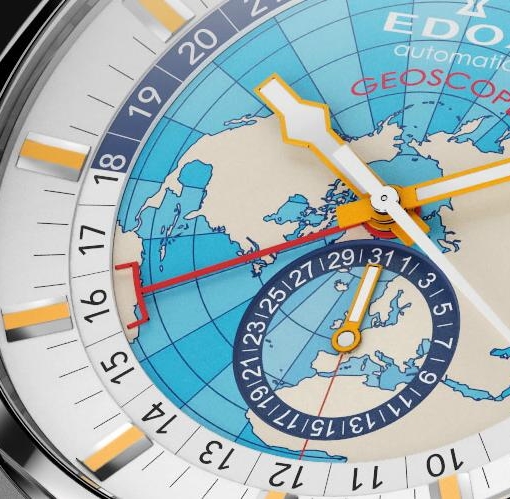 2014 Edox Geoscope GMT (dial fragment)