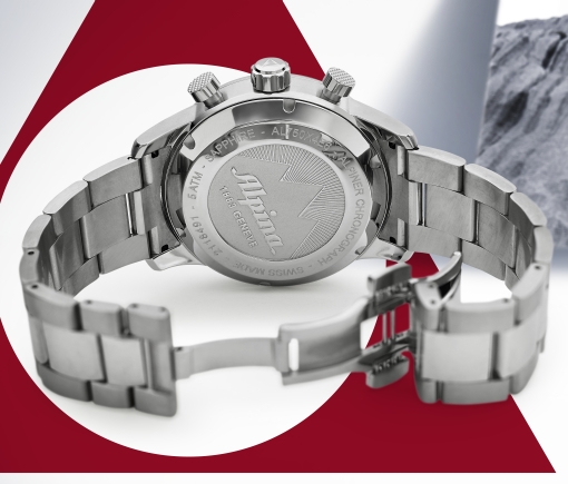 Alpina Alpiner Chronograph (stainless steel bracelet, engraved case back cover)