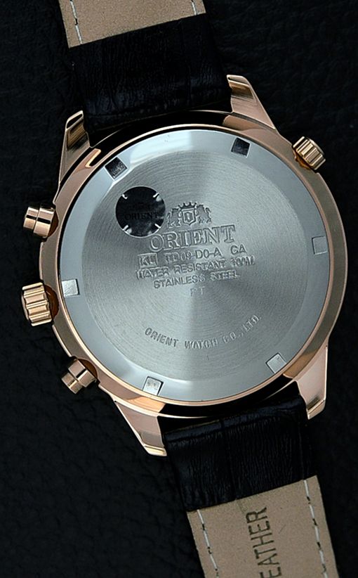 Orient Dyno Alarm Quartz Chronograph (Ref. FTD09004B, case back cover)