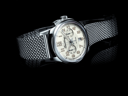 Breitling Transocean Chronograph 1915 on steel mesh bracelet