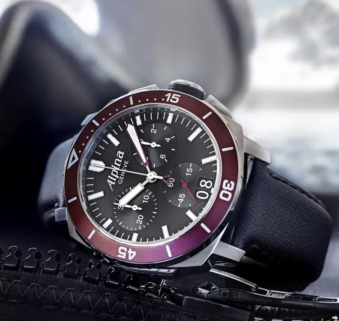 Alpina Seastrong Diver 300 Chronograph Big Date (bordeaux bezel)