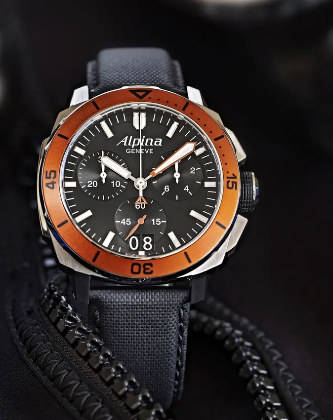 Alpina Seastrong Diver 300 Chronograph Big Date (orange bezel)