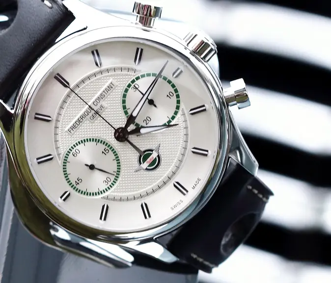 Frederique Constant Vintage Rally Healey Chronograph in steel (dial, ref. FC-397HS5B6)