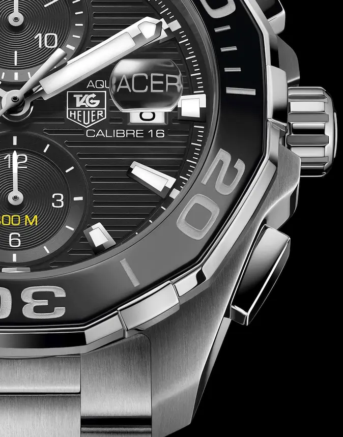TAG Heuer Aquaracer 300M Ceramic Diver (stainless steel, ref. CAY211A-BA0927, dial fragment)