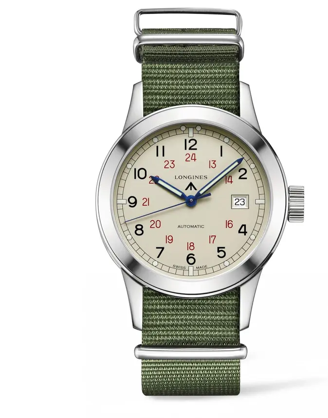 Longines Heritage Military COSD (L2.832.4.53/73.x, front view)