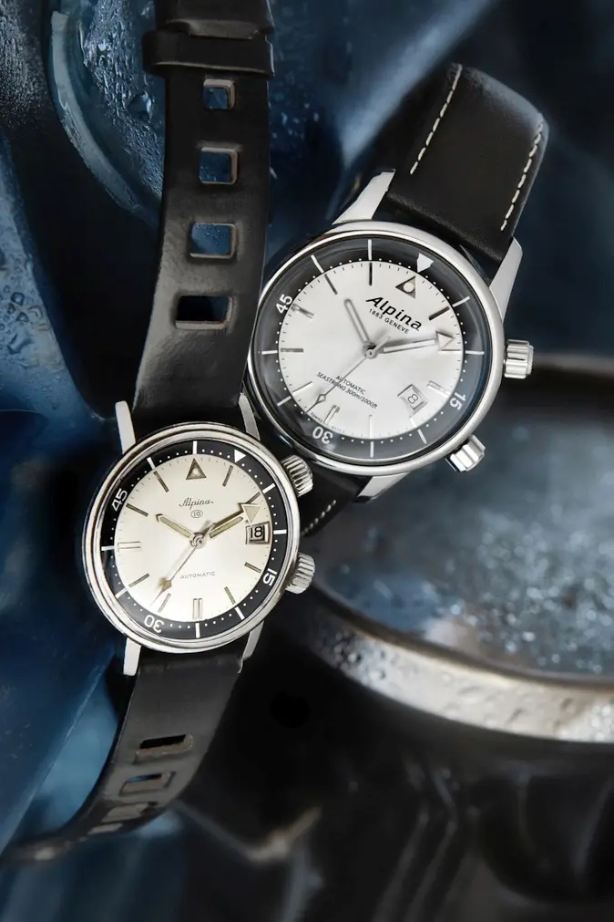 Alpina Seastrong Diver Heritage (refs. AL-525S4H6 & AL-525G4H6, silver dial, with the 1960s model)