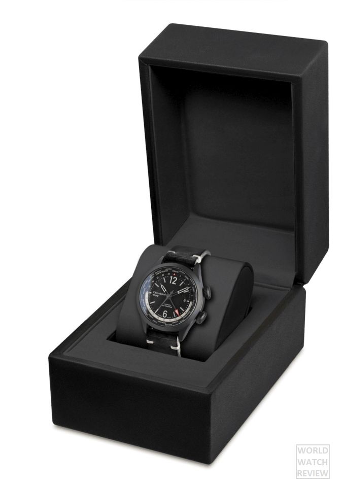 Christopher Ward C8 UTC Worldtimer in matte black DLC steel (presentation box)