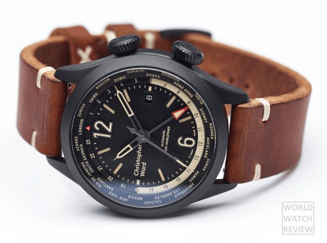 Christopher Ward C8 UTC Worldtimer in matte black DLC steel