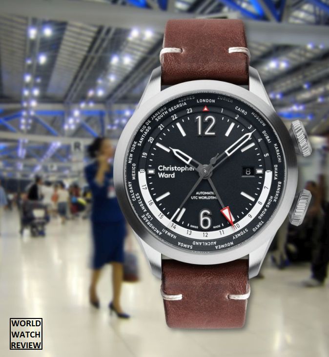 Christopher Ward C8 UTC Worldtimer in matte stainless steel